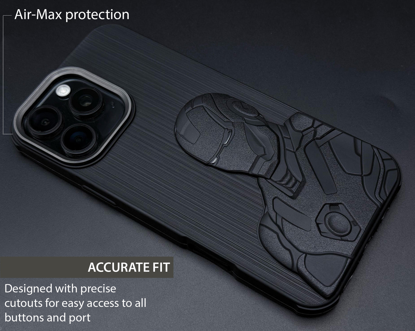 IR Superhero Armor Case with Metallic Camera Ring for iPhone 16 Pro Max