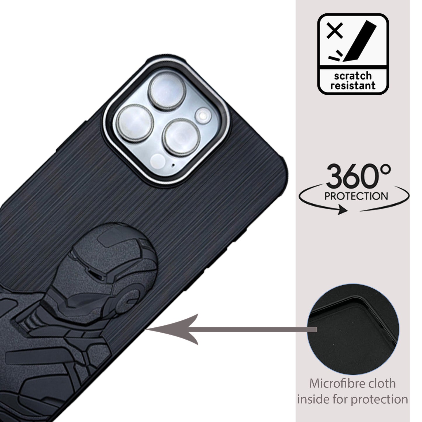 IR Superhero Armor Case with Metallic Camera Ring for iPhone 16 Pro Max
