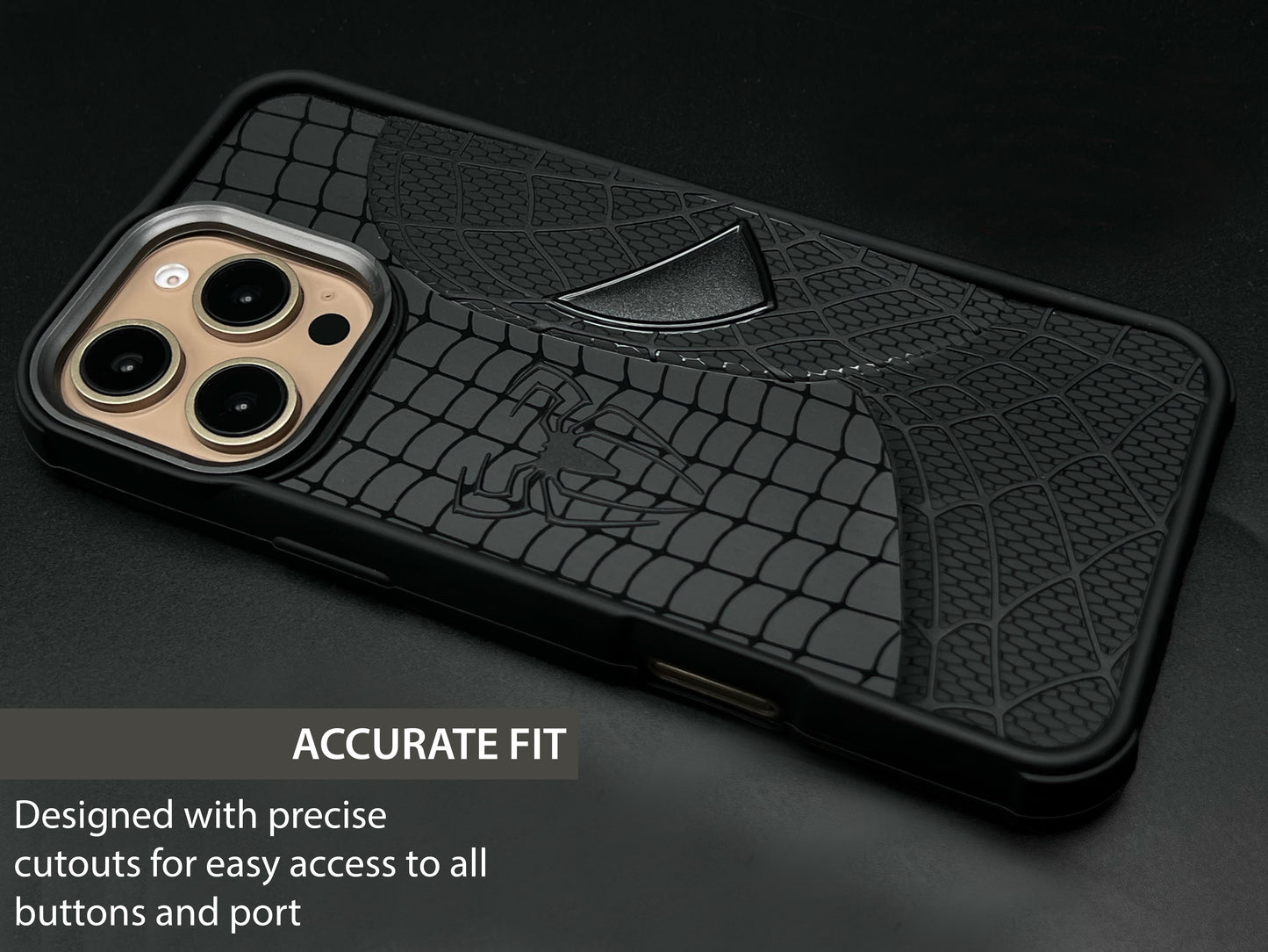 Sp Superhero Web Case with Metallic Camera Ring for iPhone 16 Pro Max