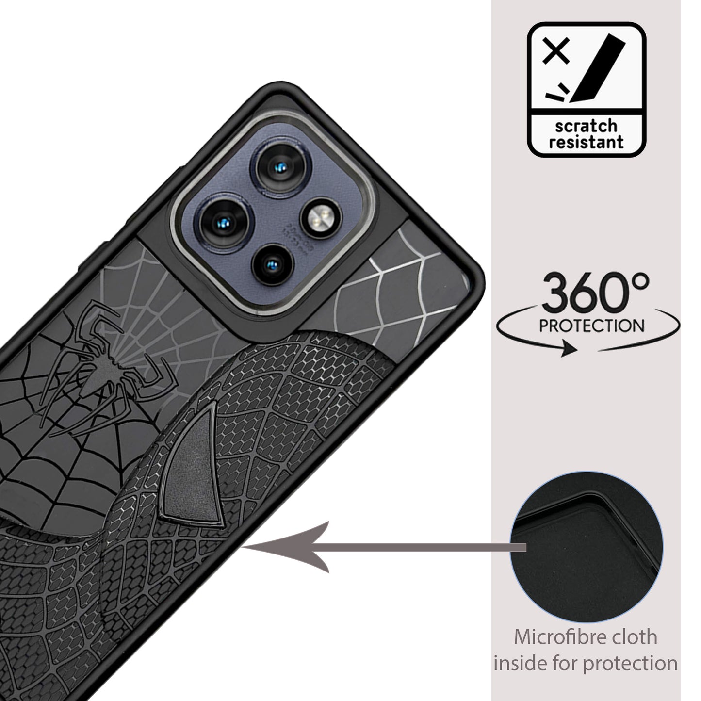 Sp Superhero Web Case with Metallic Camera Ring for Motorola Edge 50 Neo