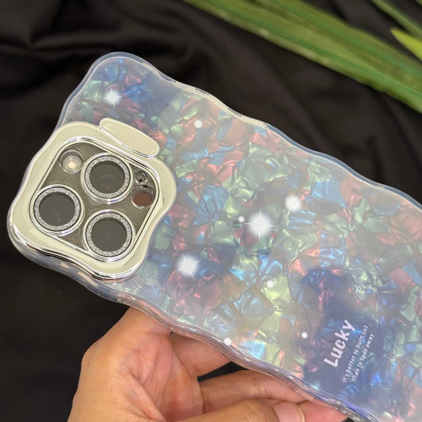 Fancy Camera Stand Case with Charms for iPhone 16 Pro Max