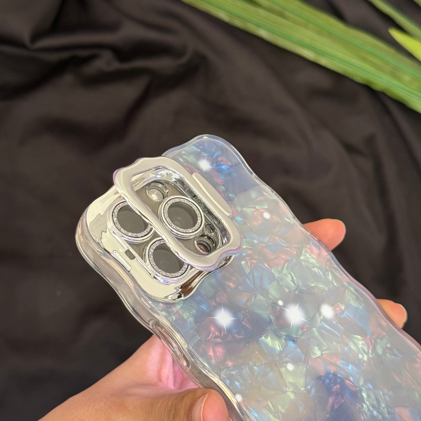 Fancy Camera Stand Case with Charms for iPhone 16 Pro Max