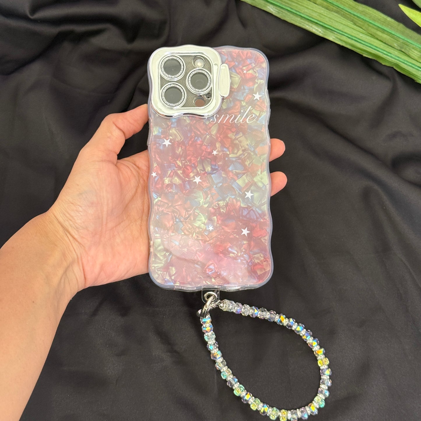 Fancy Camera Stand Case with Charms for iPhone 16 Pro Max