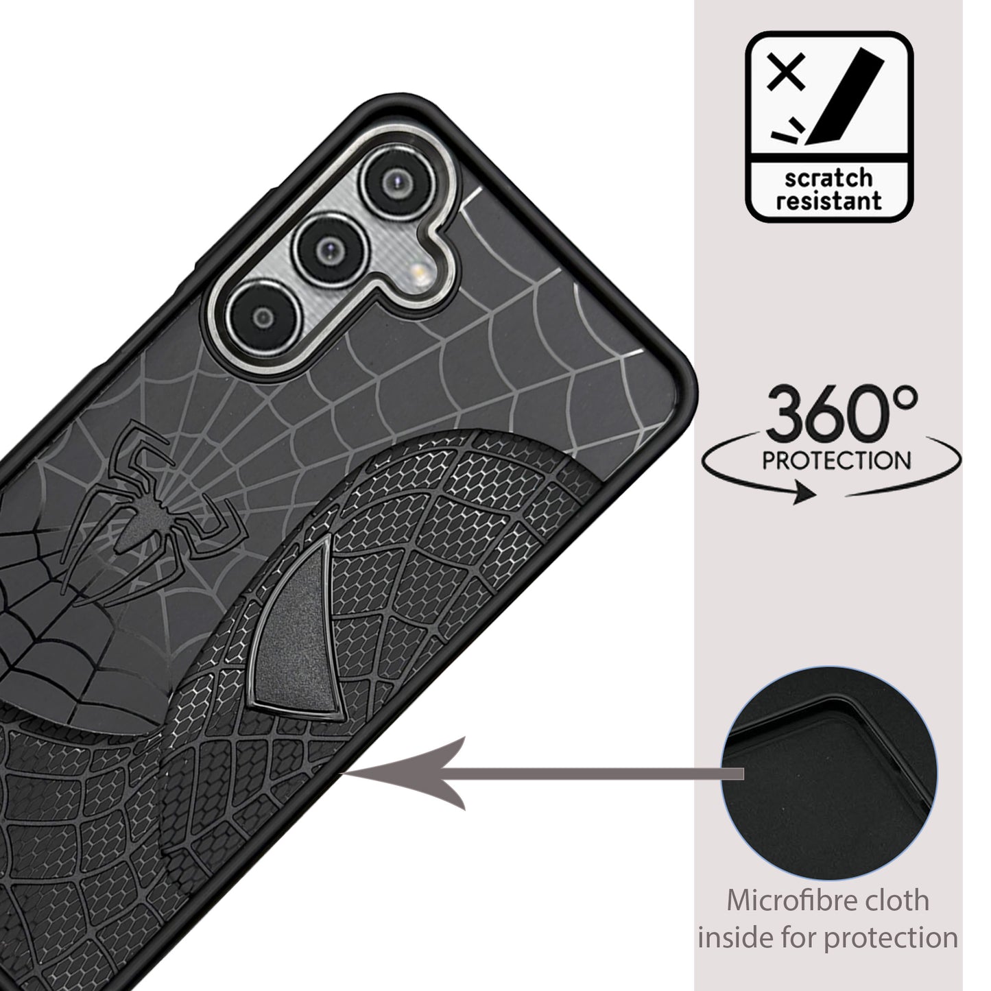 Sp Superhero Web Case with Metallic Camera Ring for Samsung M35(5G)