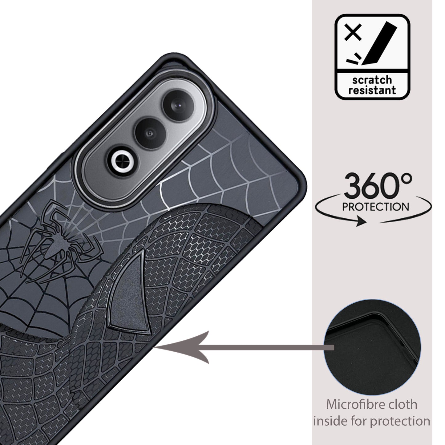 Sp Superhero Web Case with Metallic Camera Ring for Oneplus Nord CE 4(5G)