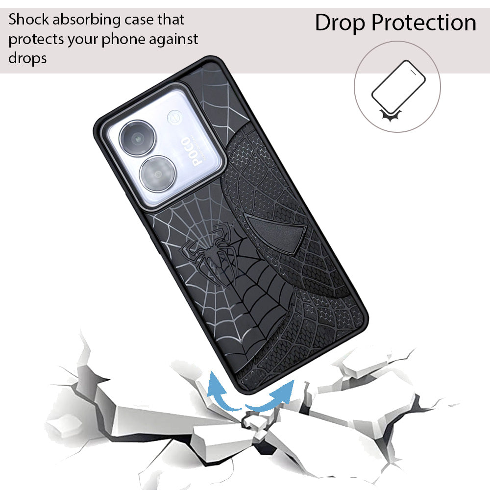 Sp Superhero Web Case with Metallic Camera Ring for Xiaomi Poco M7 Pro(5G)