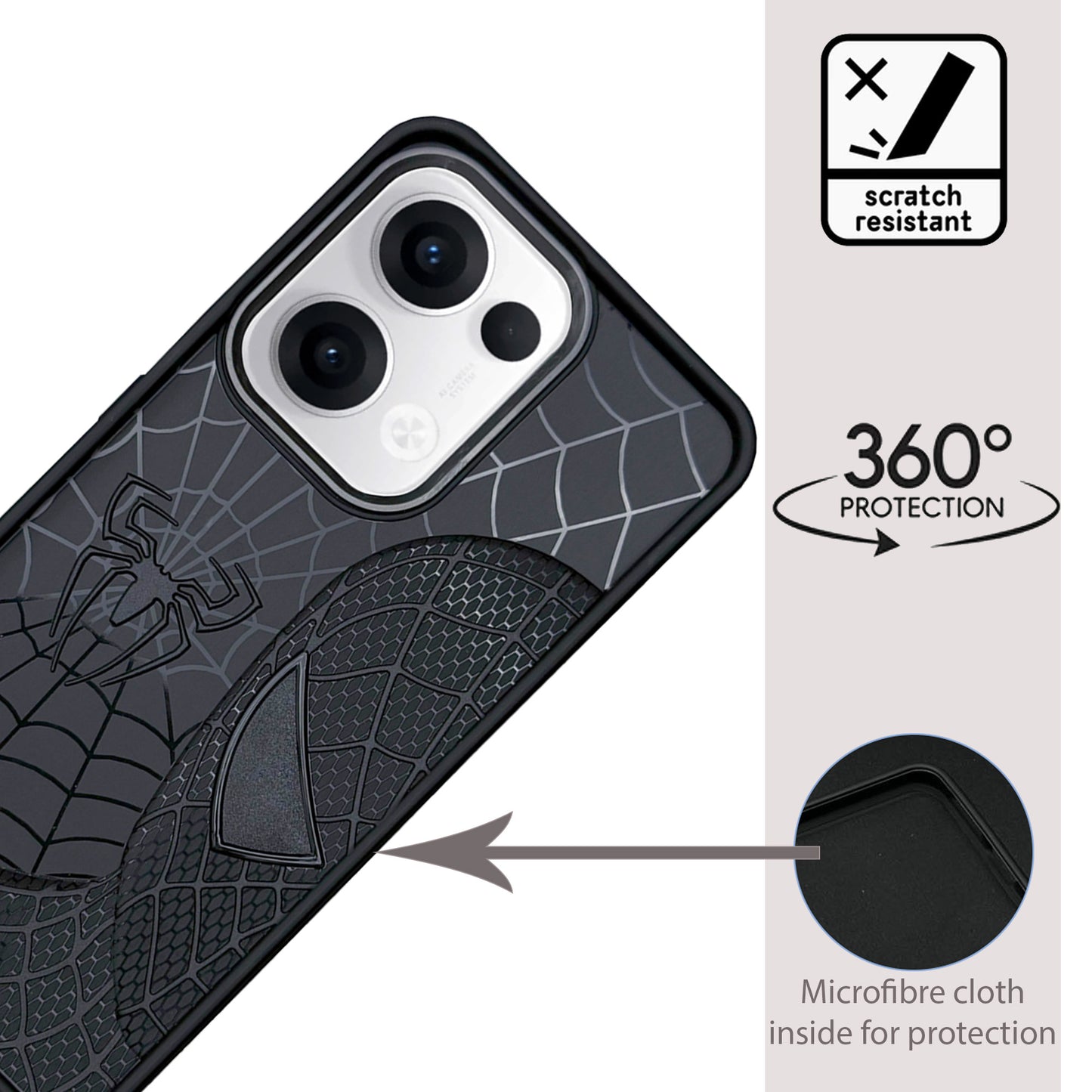 Sp Superhero Web Case with Metallic Camera Ring for Oppo Reno 13(5G)