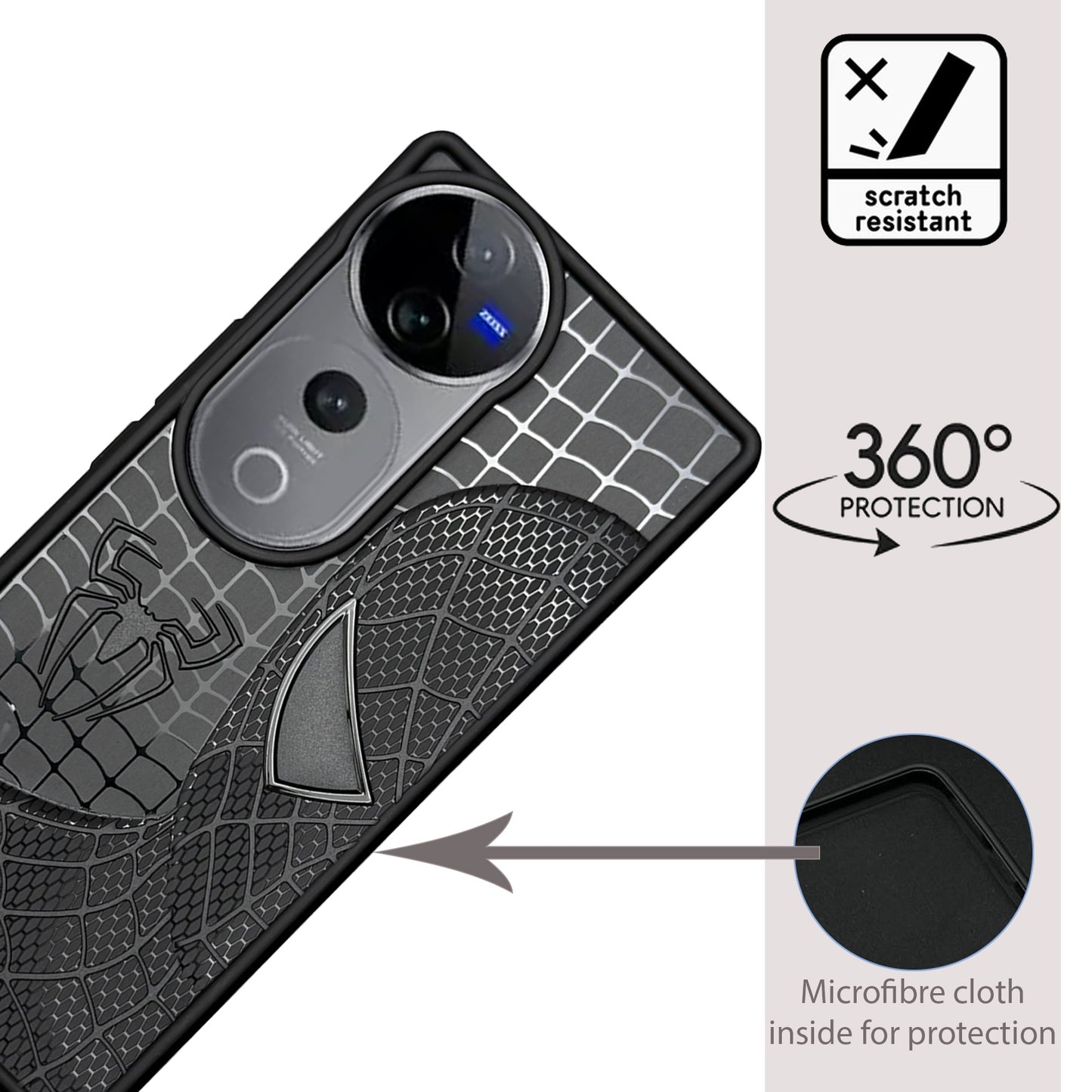 Sp Superhero Web Case with Metallic Camera Ring for Vivo V40(5G)