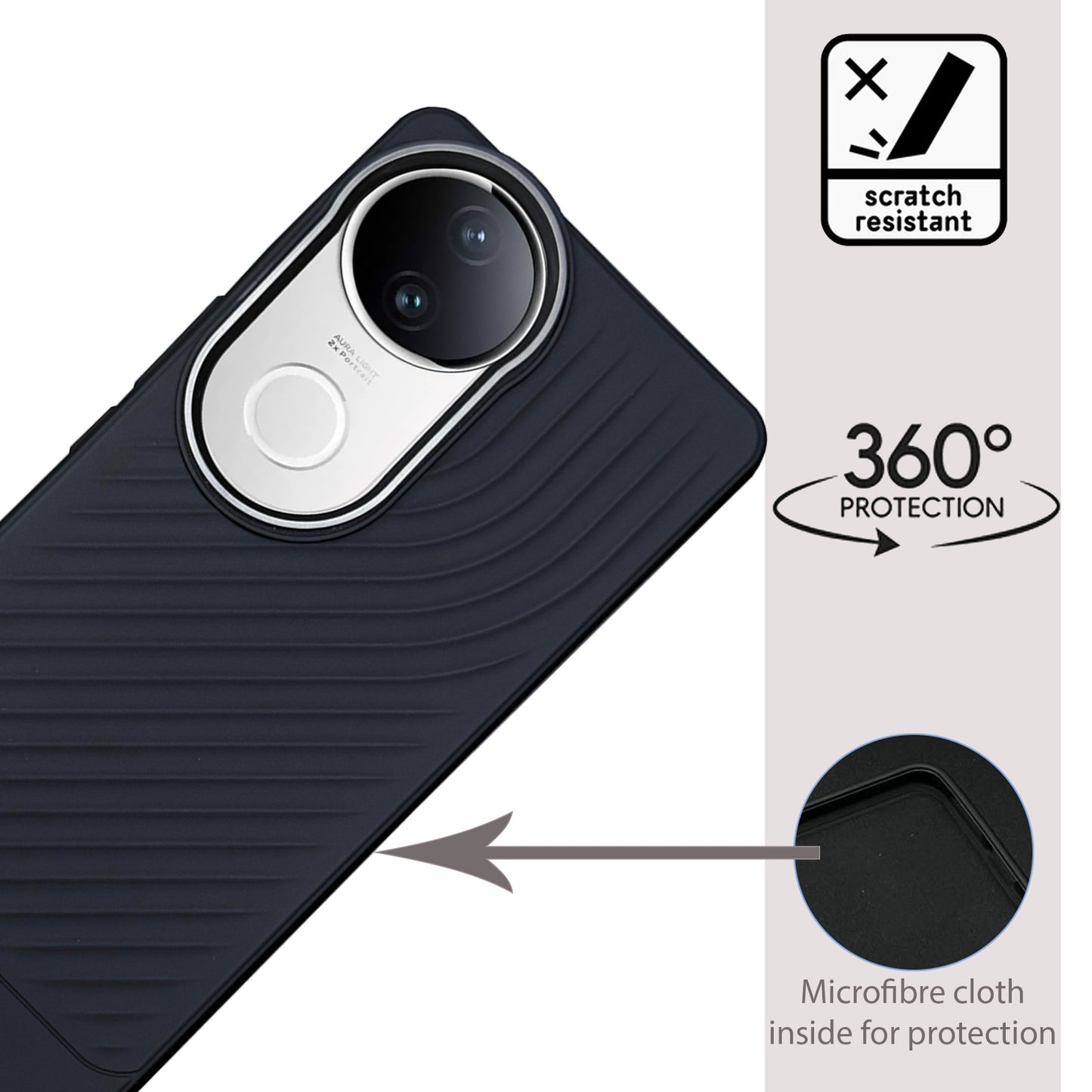 Ripple Wave Case with Metallic Camera ring for Vivo V50E (5G)