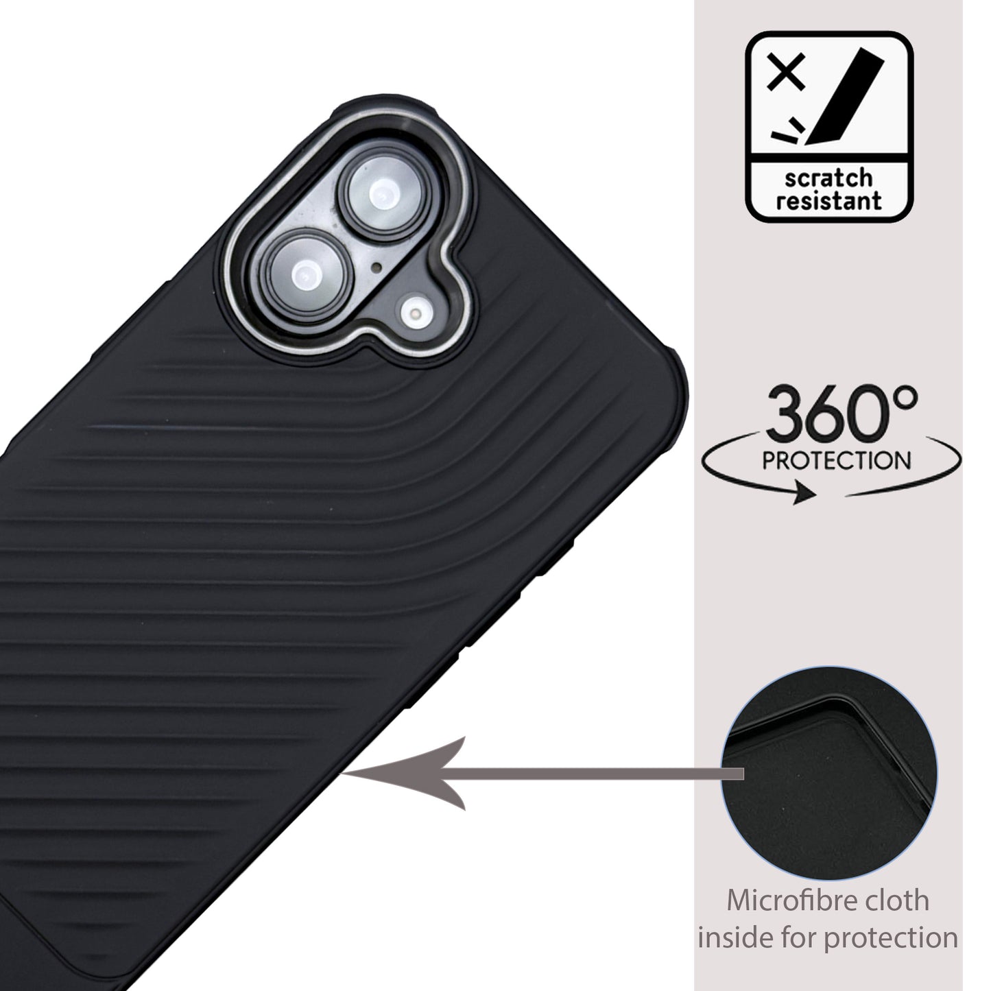 Ripple Wave Case with Metallic Camera Ring for iPhone 16