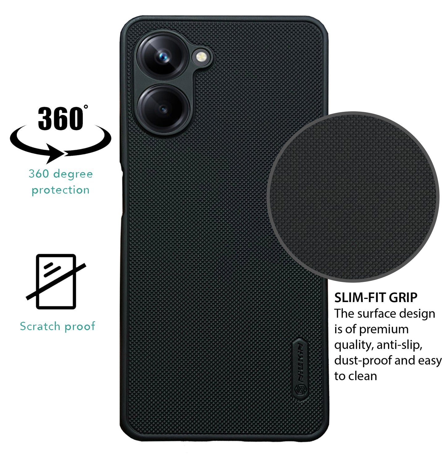 NIUKIN Super Frosted Dotted Case for Realme 10 Pro 5G