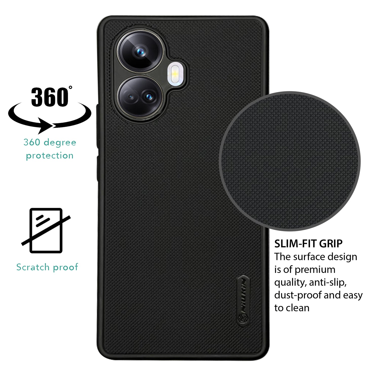 NIUKIN Super Frosted Dotted Case for Realme 10 Pro Plus 5G