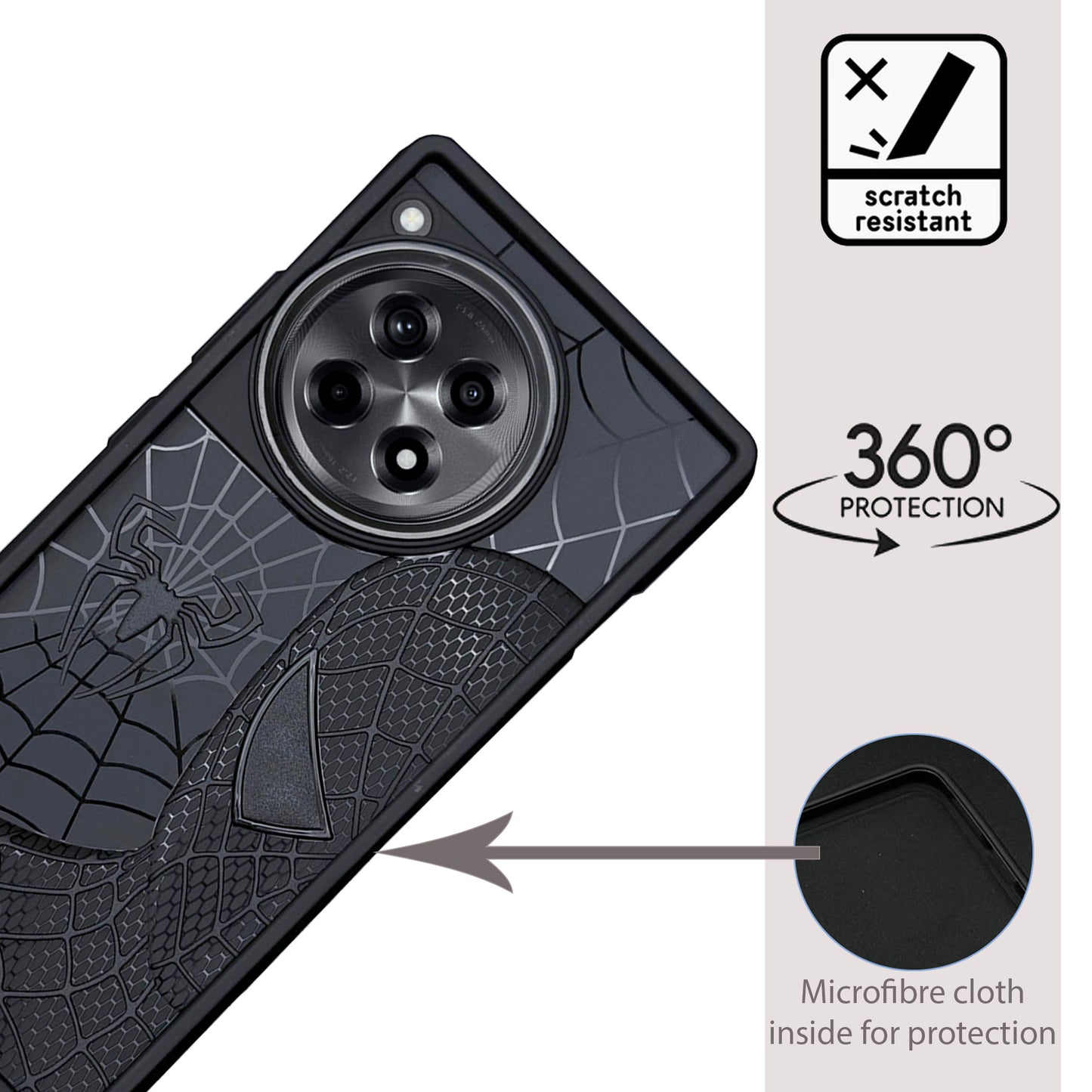 Sp Superhero Web Case with Metallic Camera Ring for Oneplus 12R