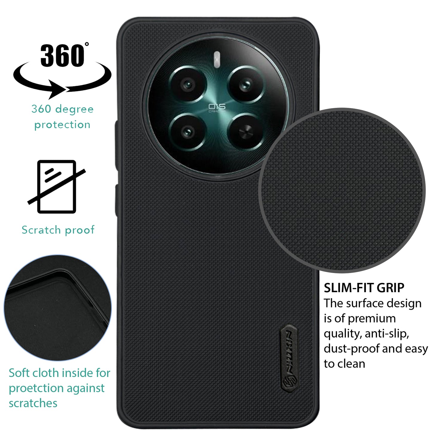 NIUKIN Super Frosted Dotted Case for Realme 12 Plus