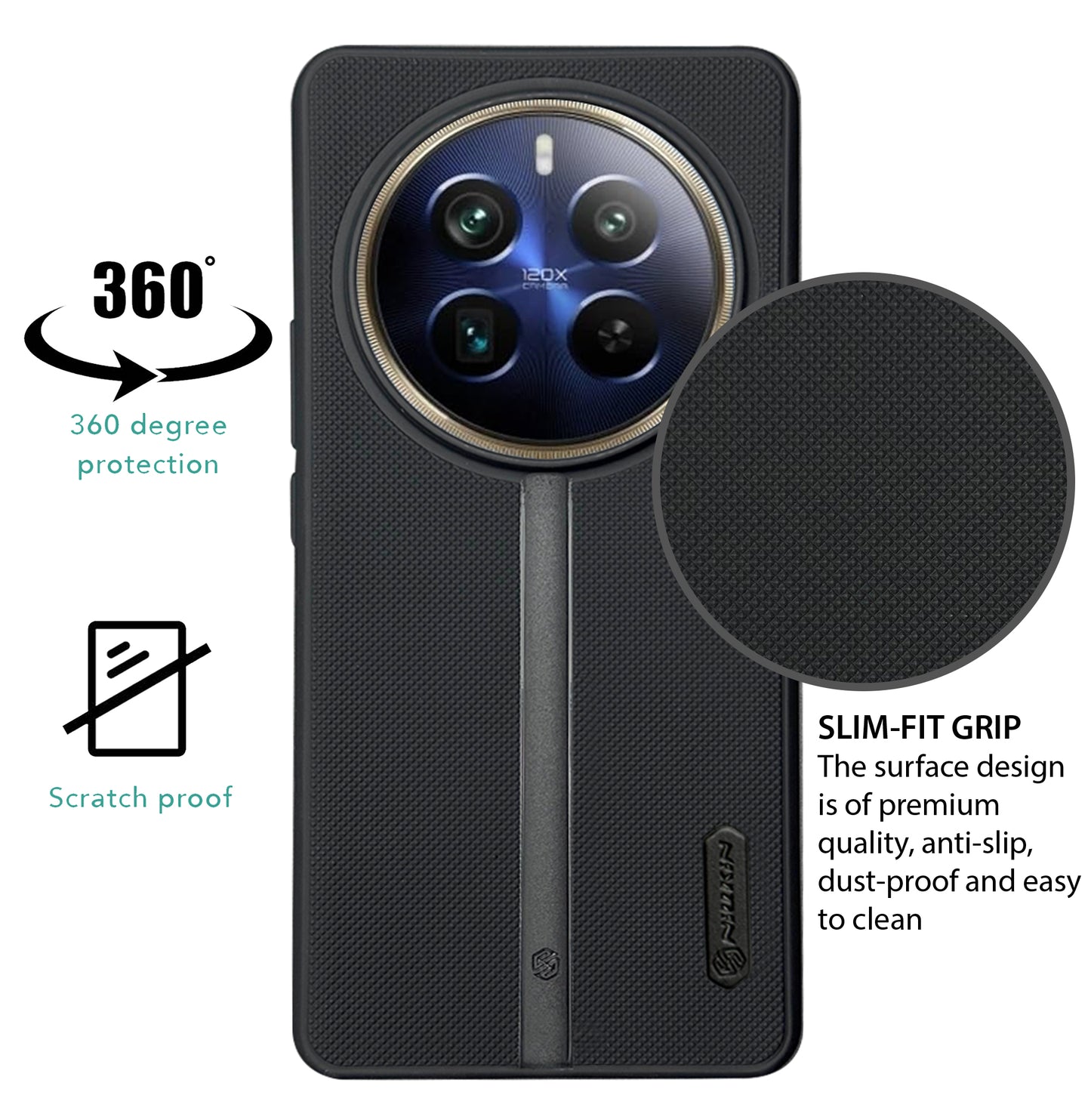 NIUKIN Super Frosted Dotted Case for Realme 12 Pro Plus
