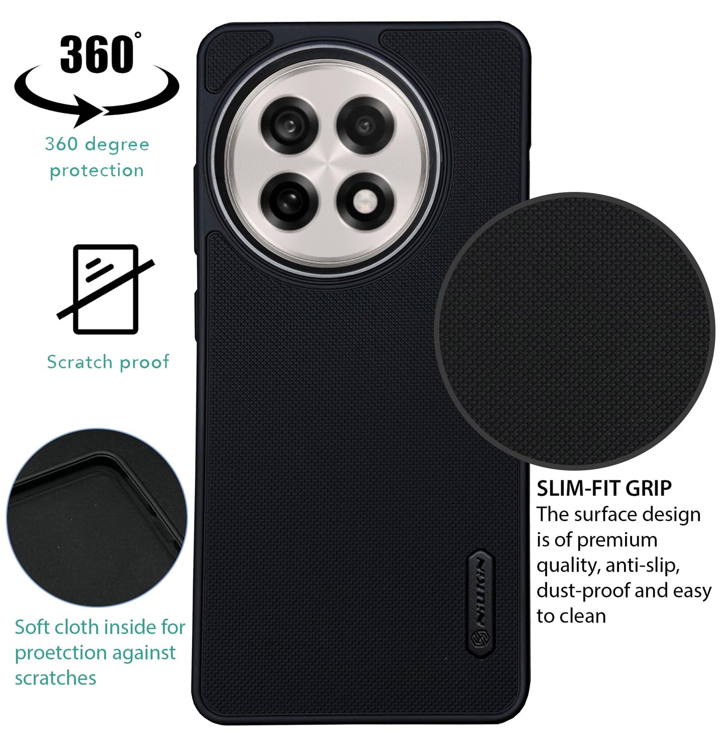 NIUKIN Super Frosted Dotted Case with Camera Ring for Oneplus 13R