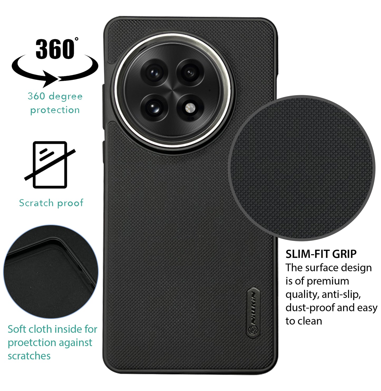 NIUKIN Super Frosted Dotted Case with Camera Ring for Oneplus 13