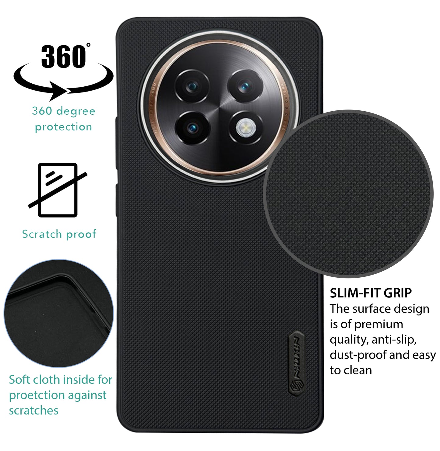 NIUKIN Super Frosted Dotted Case with Camera Ring for Realme 13 Plus