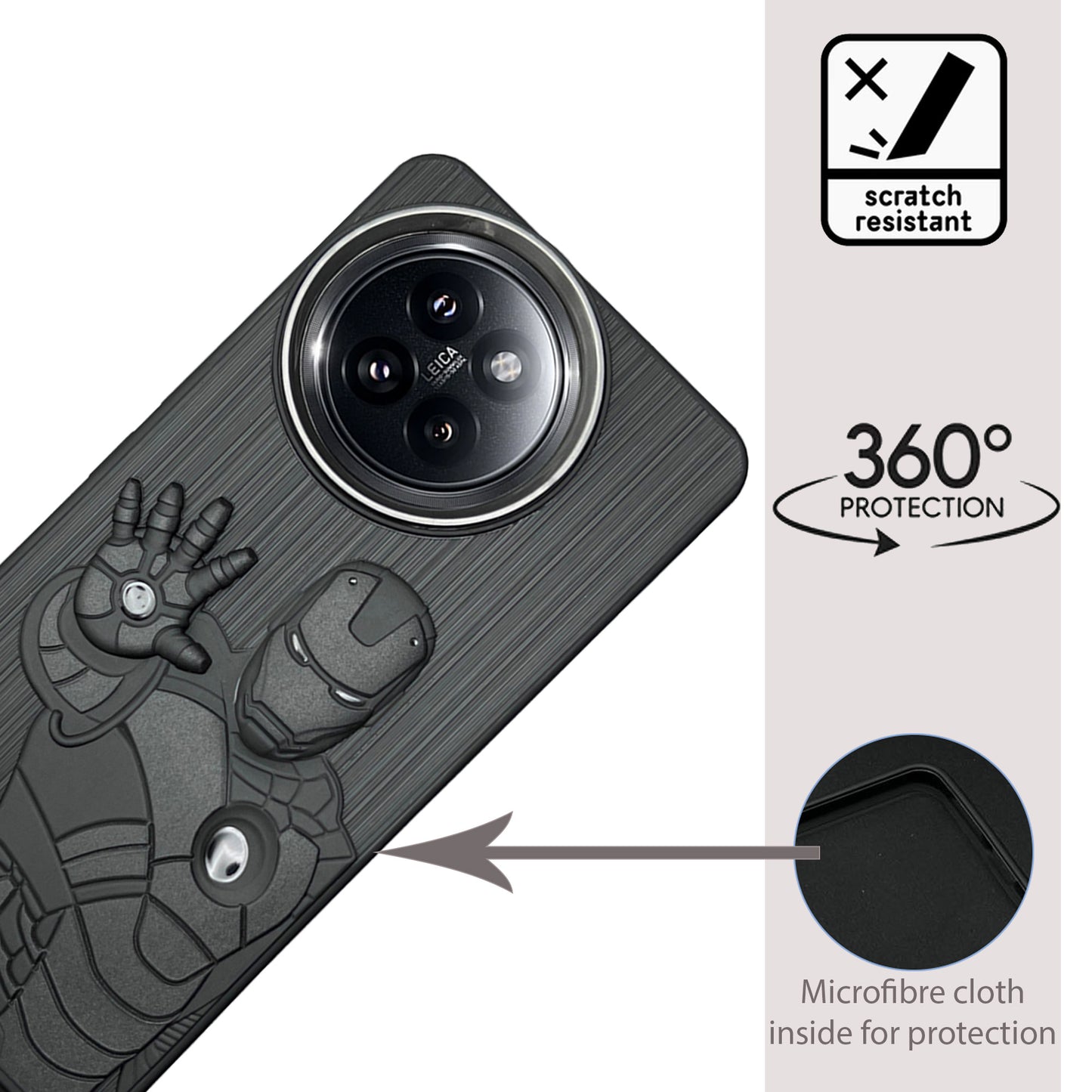 IR Superhero Action Case with Metallic Camera Ring for Redmi 14 Civi(5G)