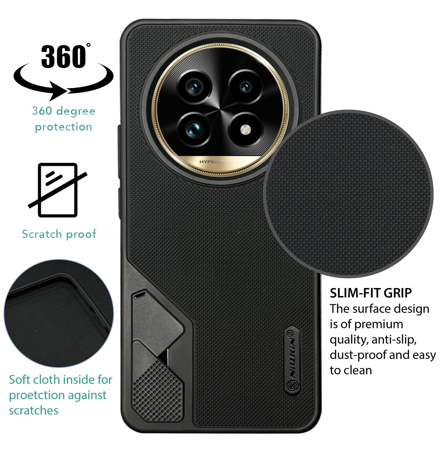 NIUKIN Fancy Super Frosted Dotted Case with Camera Ring for Realme 14 Pro Lite