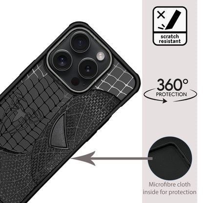 Sp Superhero Web Case with Metallic Camera Ring for iPhone 15 Pro Max