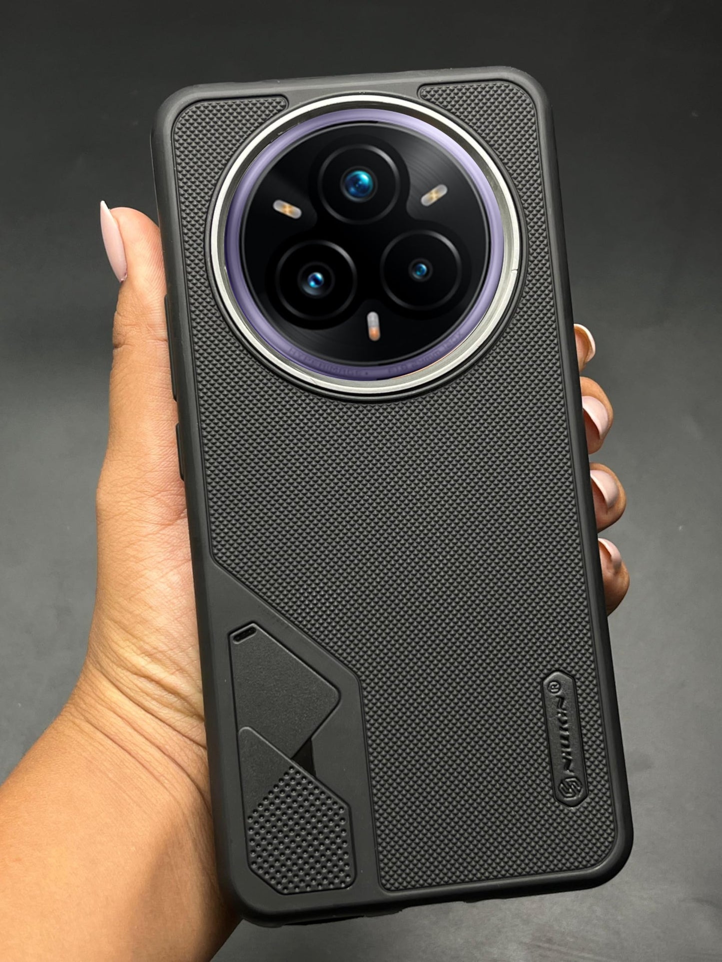 NIUKIN Fancy Super Frosted Dotted Case with Camera Ring for Realme 14 Pro Plus
