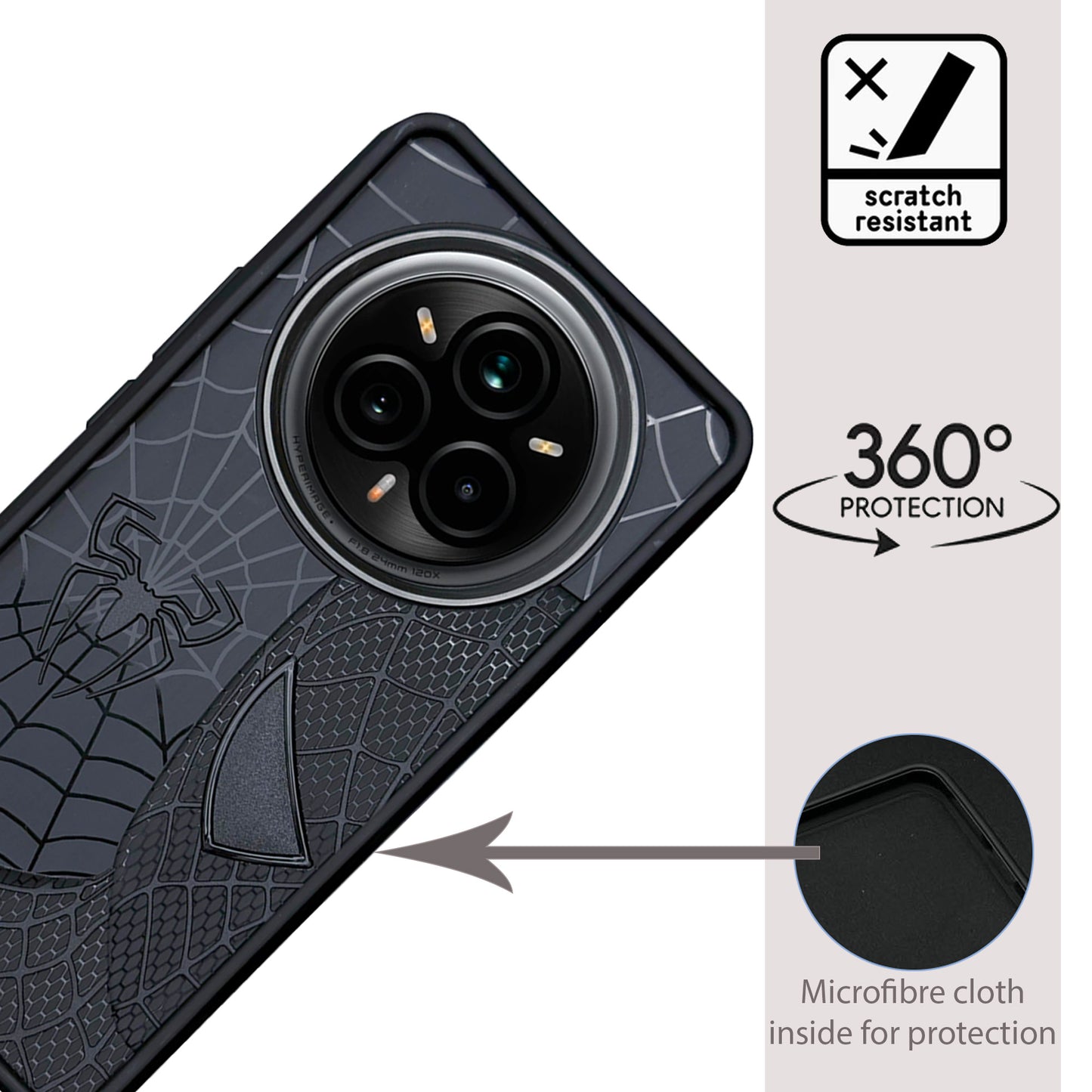 Sp Superhero Web Case with Metallic Camera Ring for Realme 14 Pro Plus(5G)