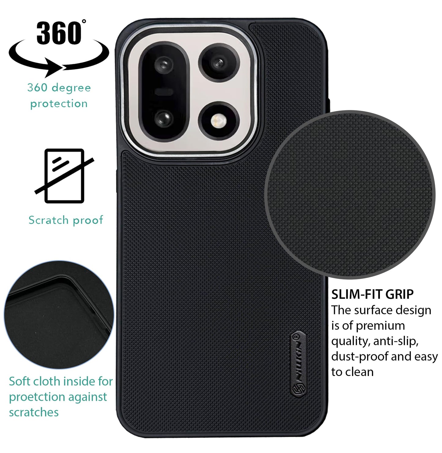 NIUKIN Super Frosted Dotted Case with Camera Ring for Oneplus 15