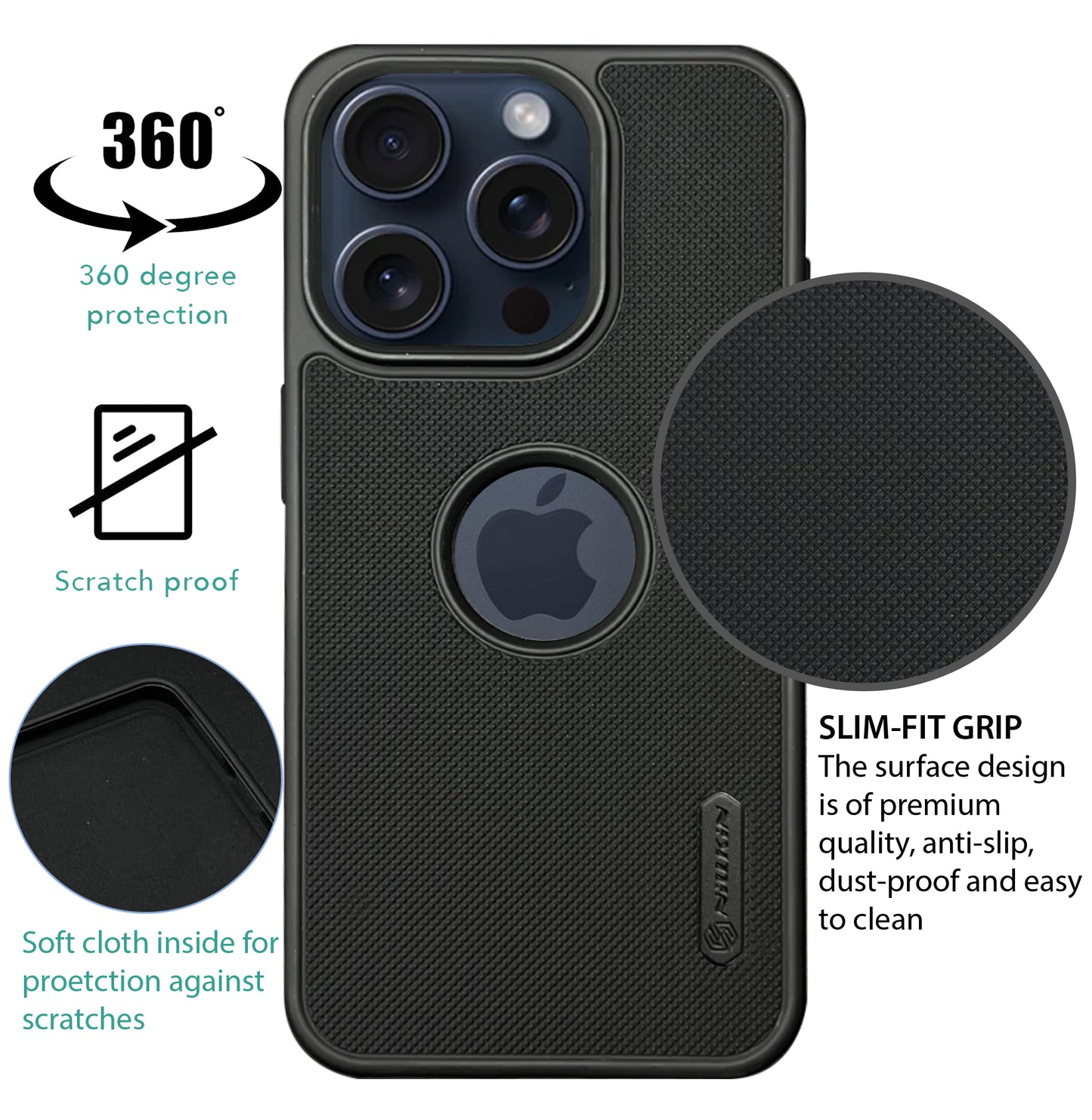 NIUKIN Super Frosted Dotted Case for iPhone 15 Pro