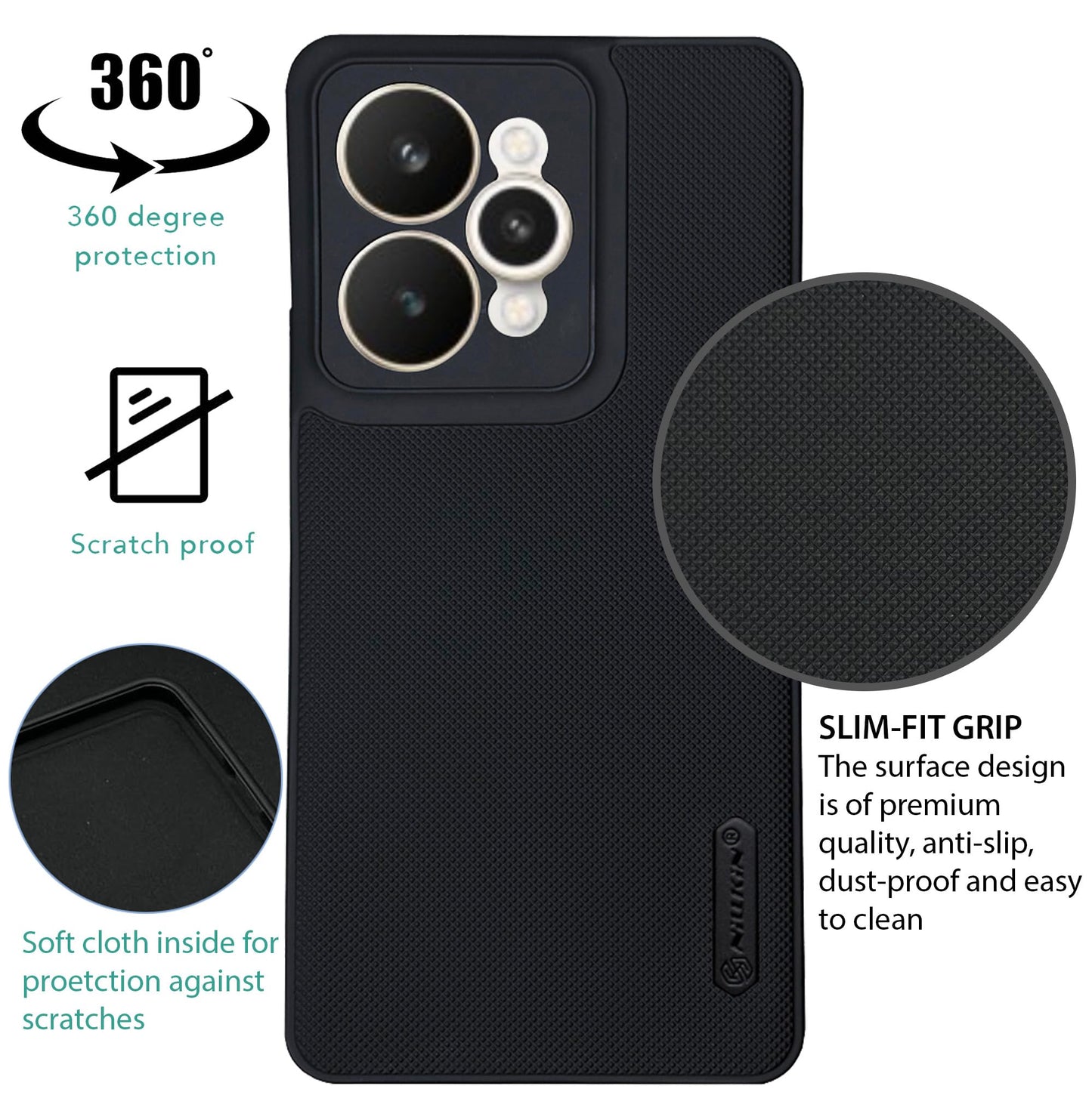 NIUKIN Super Frosted Dotted Case for Realme 15 Pro