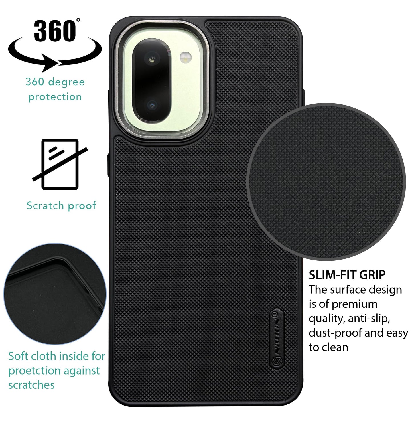 NIUKIN Super Frosted Dotted Case with Camera Ring for Oneplus 15R