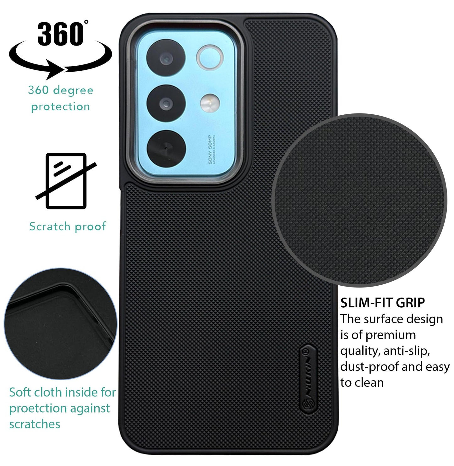 NIUKIN Super Frosted Dotted Case with Camera Ring for Realme C85 5G