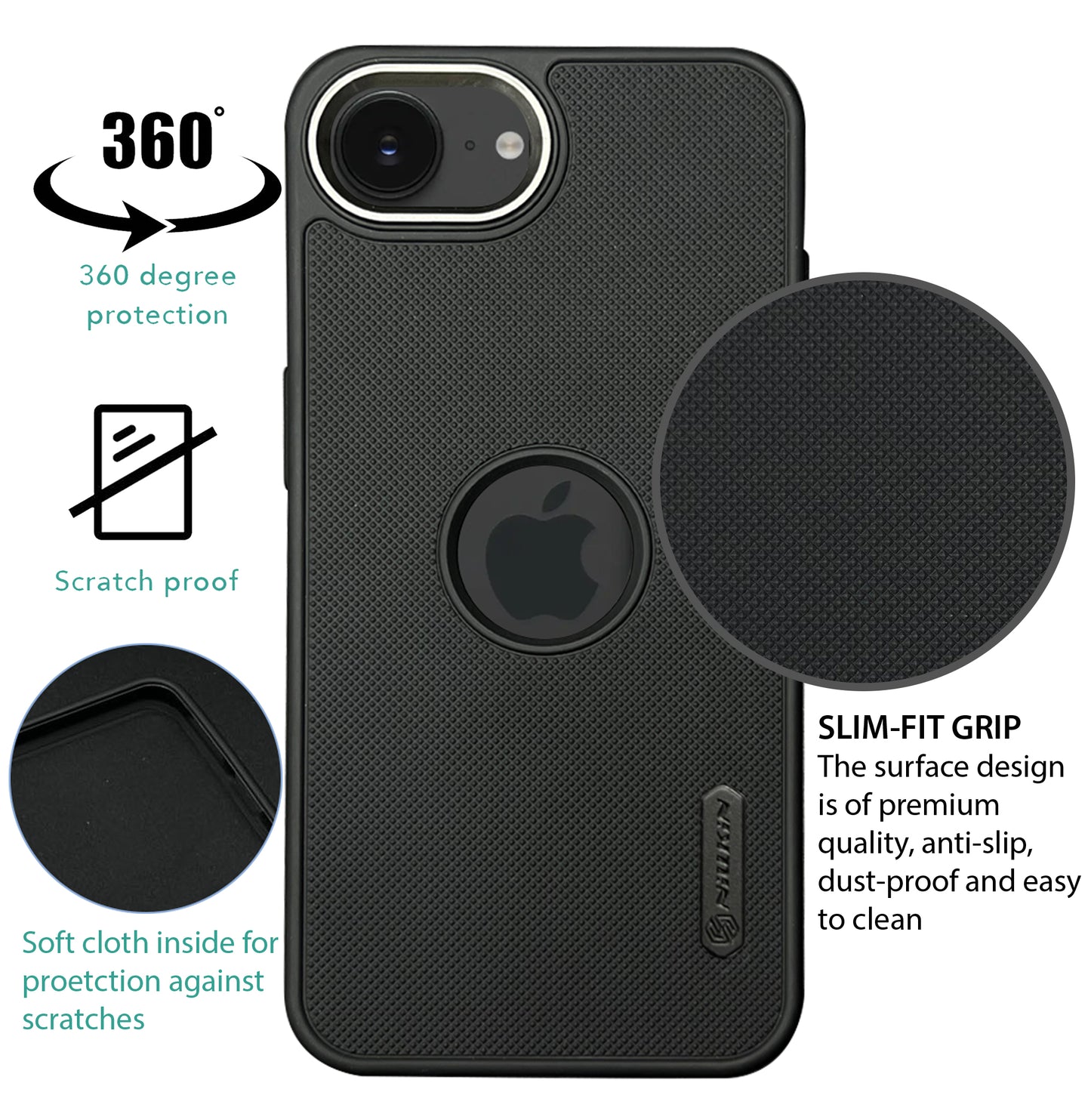 NIUKIN Super Frosted Dotted Case with Camera Ring for iPhone 16e