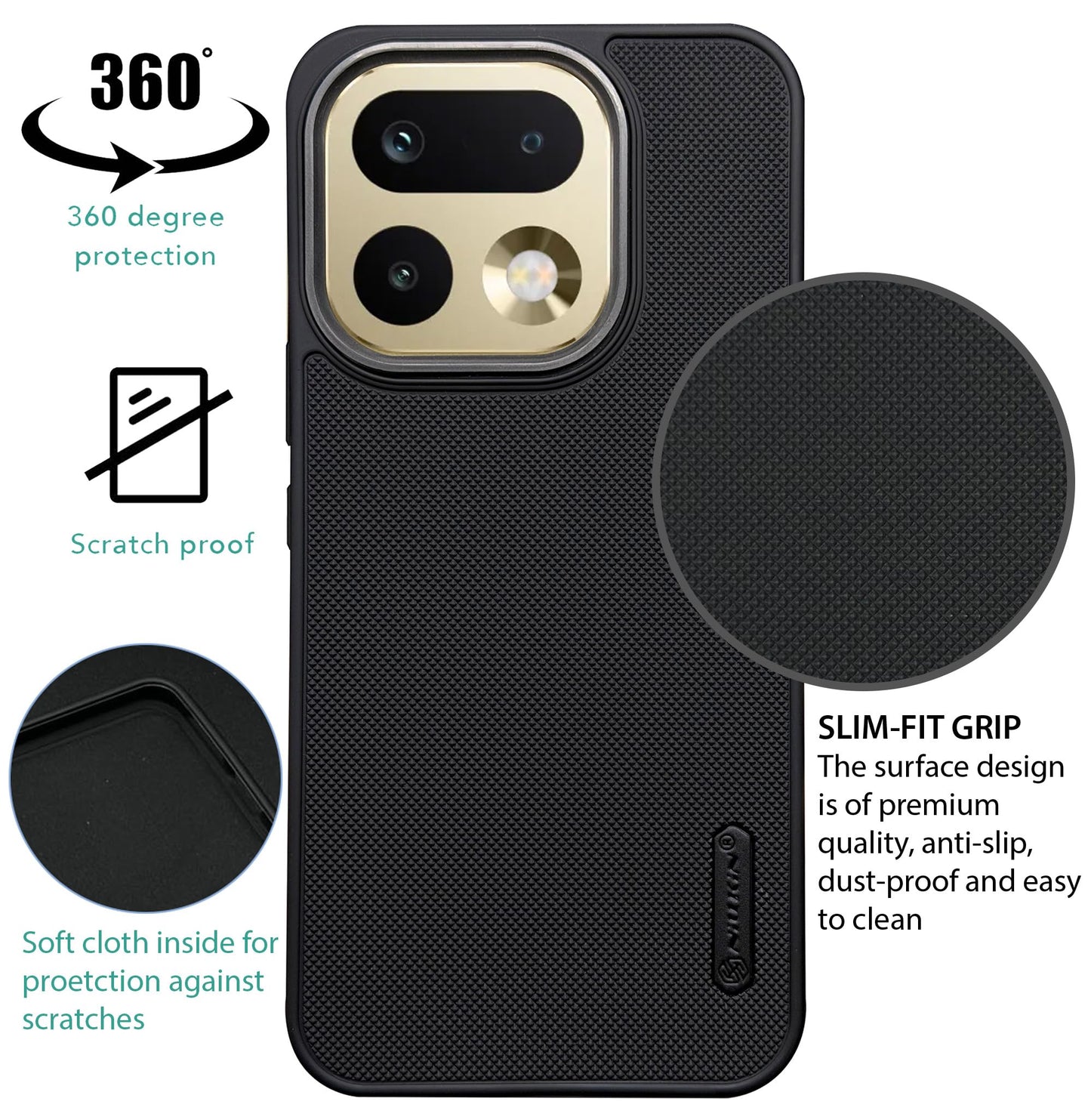 NIUKIN Super Frosted Dotted Case with Camera Ring for Realme 16 Pro