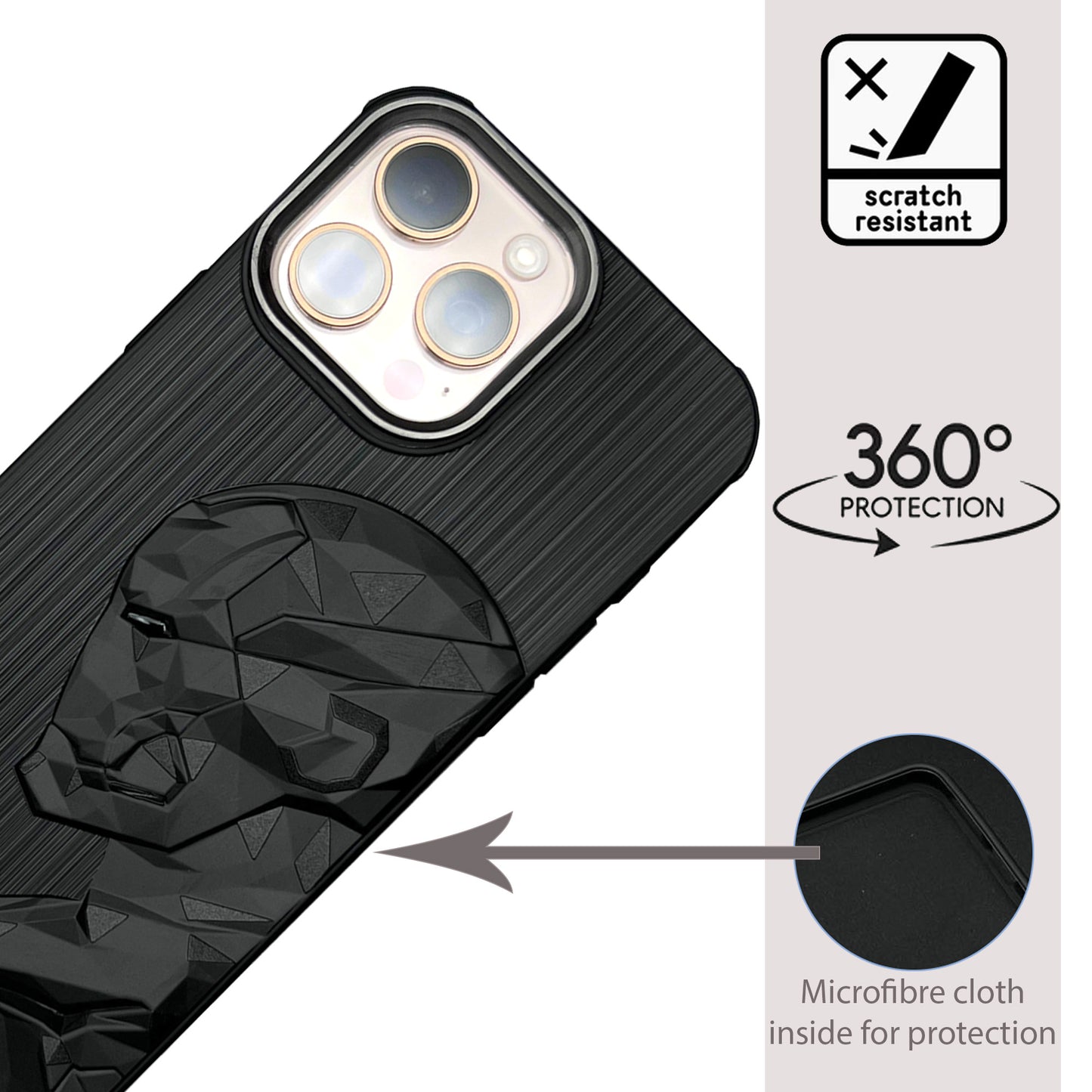 IR Superhero Side Face Prism Case with Metallic Camera Ring for iPhone 16 Pro Max