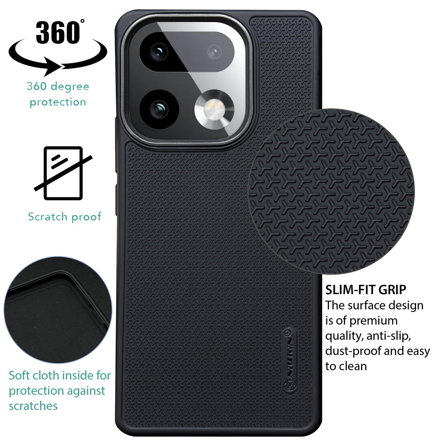 Niukin Grip Guard Back Case with Camera Ring for Realme 16 Pro Plus