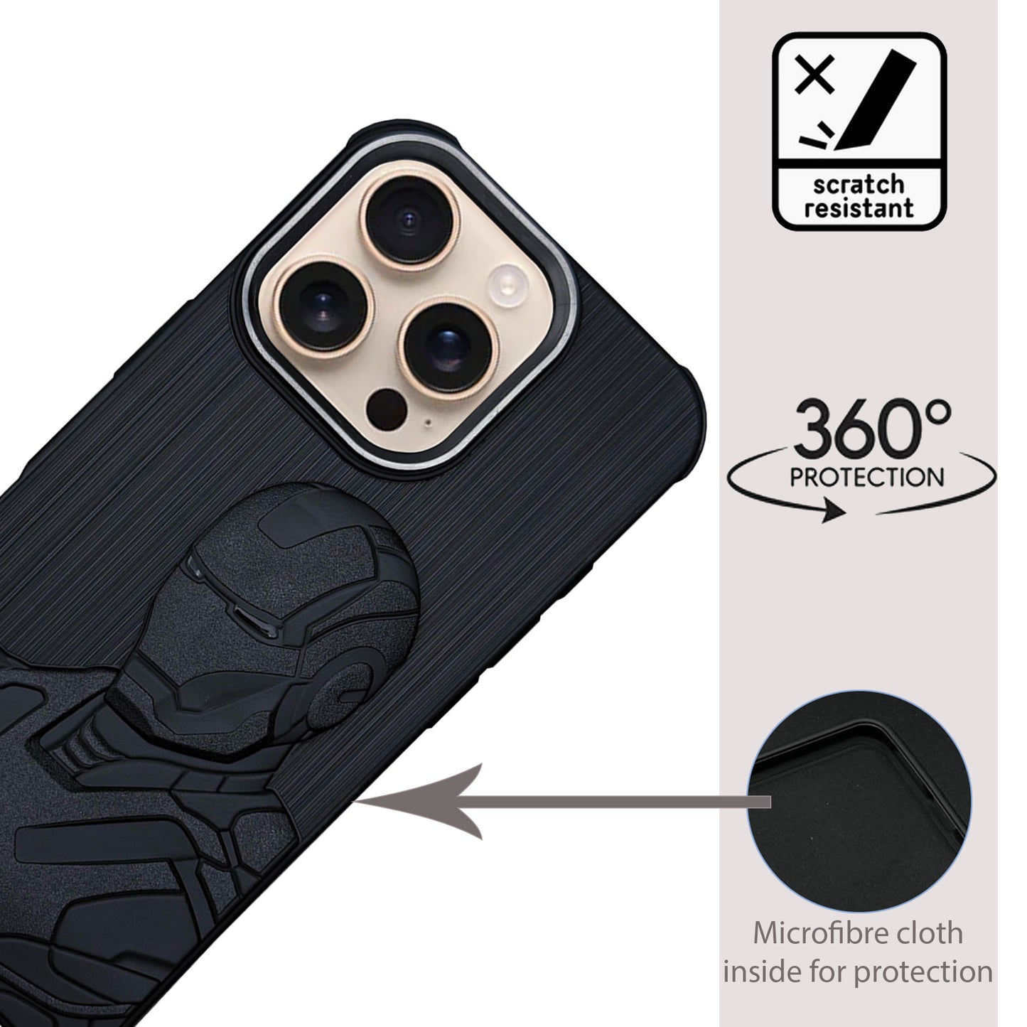 IR Superhero Armor Case with Mettalic Camera ring for iPhone 16 Pro