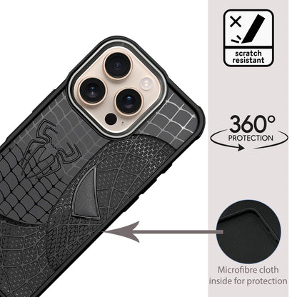 Sp Superhero Web Case with Metallic Camera Ring for iPhone 16 Pro Max