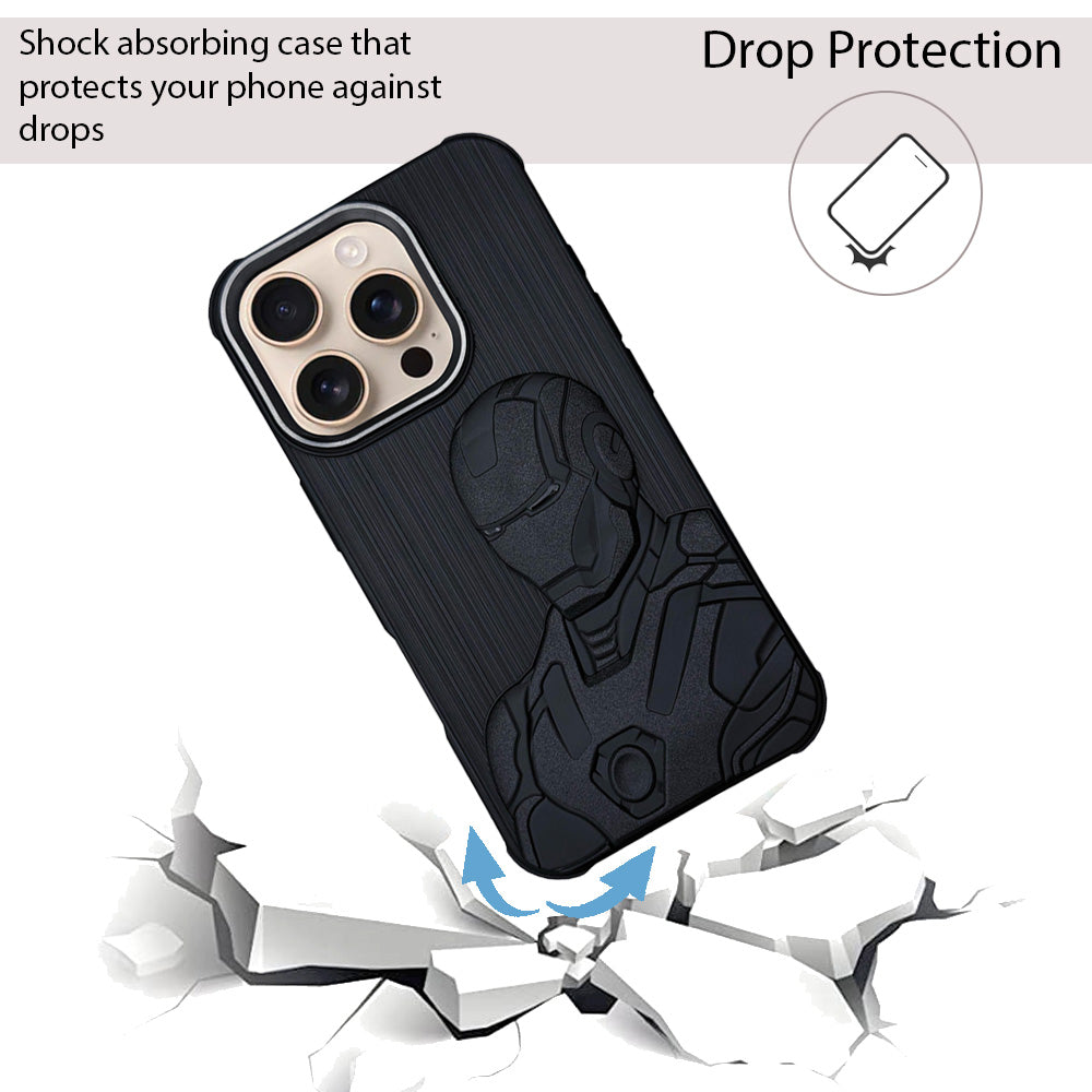 IR Superhero Armor Case with Mettalic Camera ring for iPhone 16 Pro