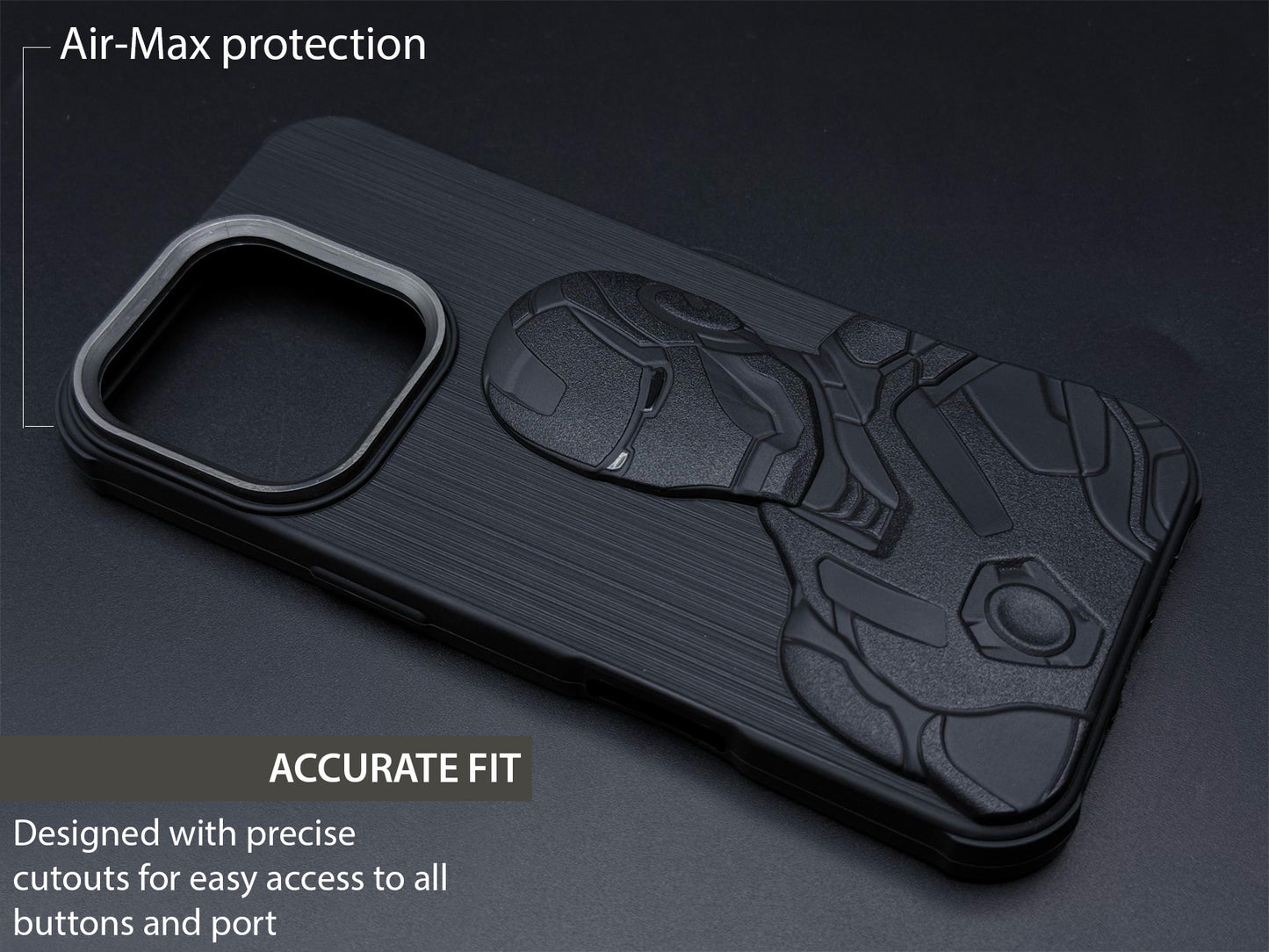 IR Superhero Armor Case with Mettalic Camera ring for iPhone 16 Pro