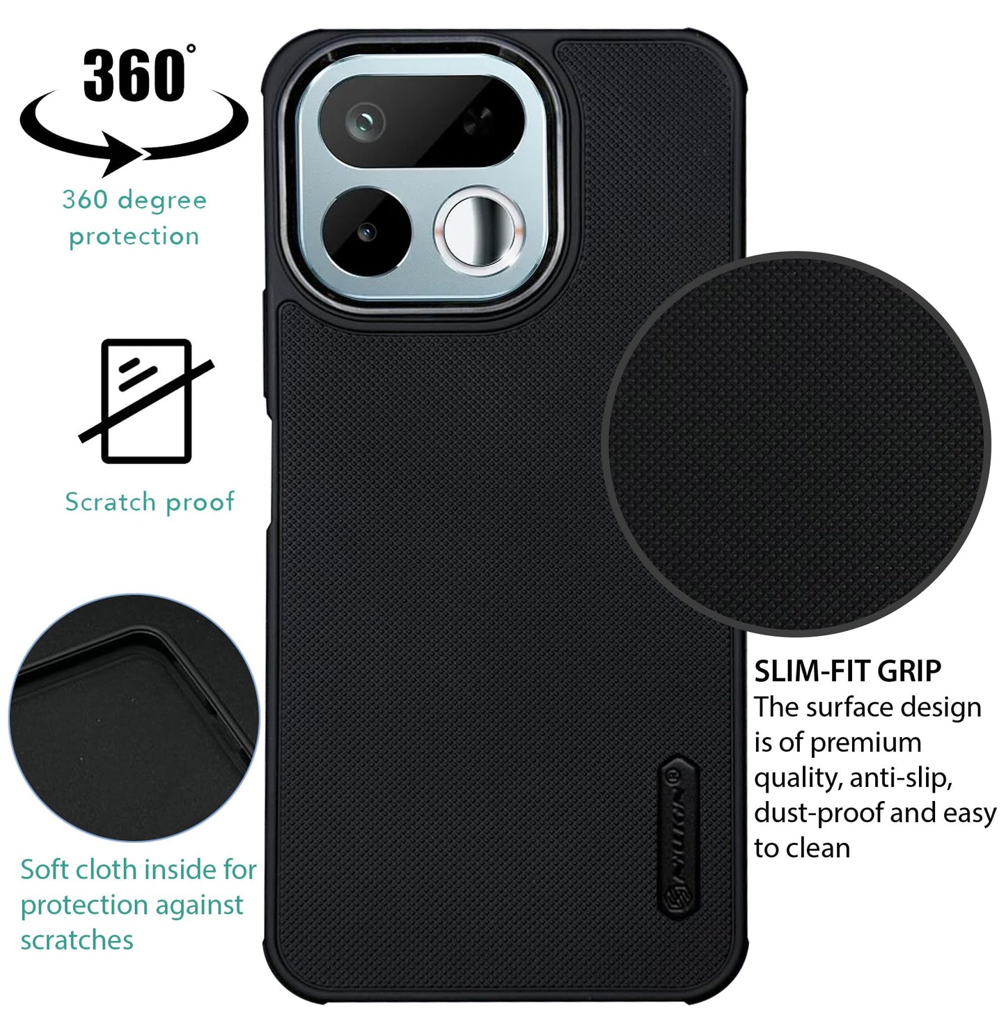 NIUKIN Super Frosted Dotted Case with Camera Ring for Realme 16T
