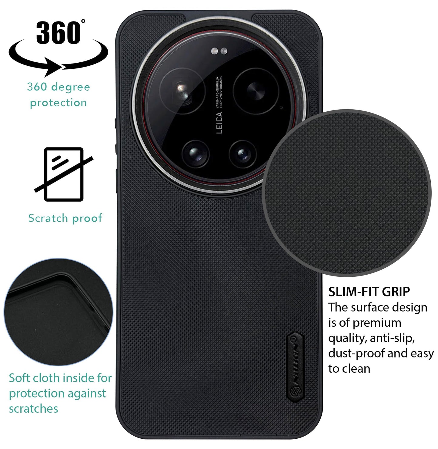 NIUKIN Super Frosted Dotted Case with Camera Ring for Xiaomi 17 Ultra
