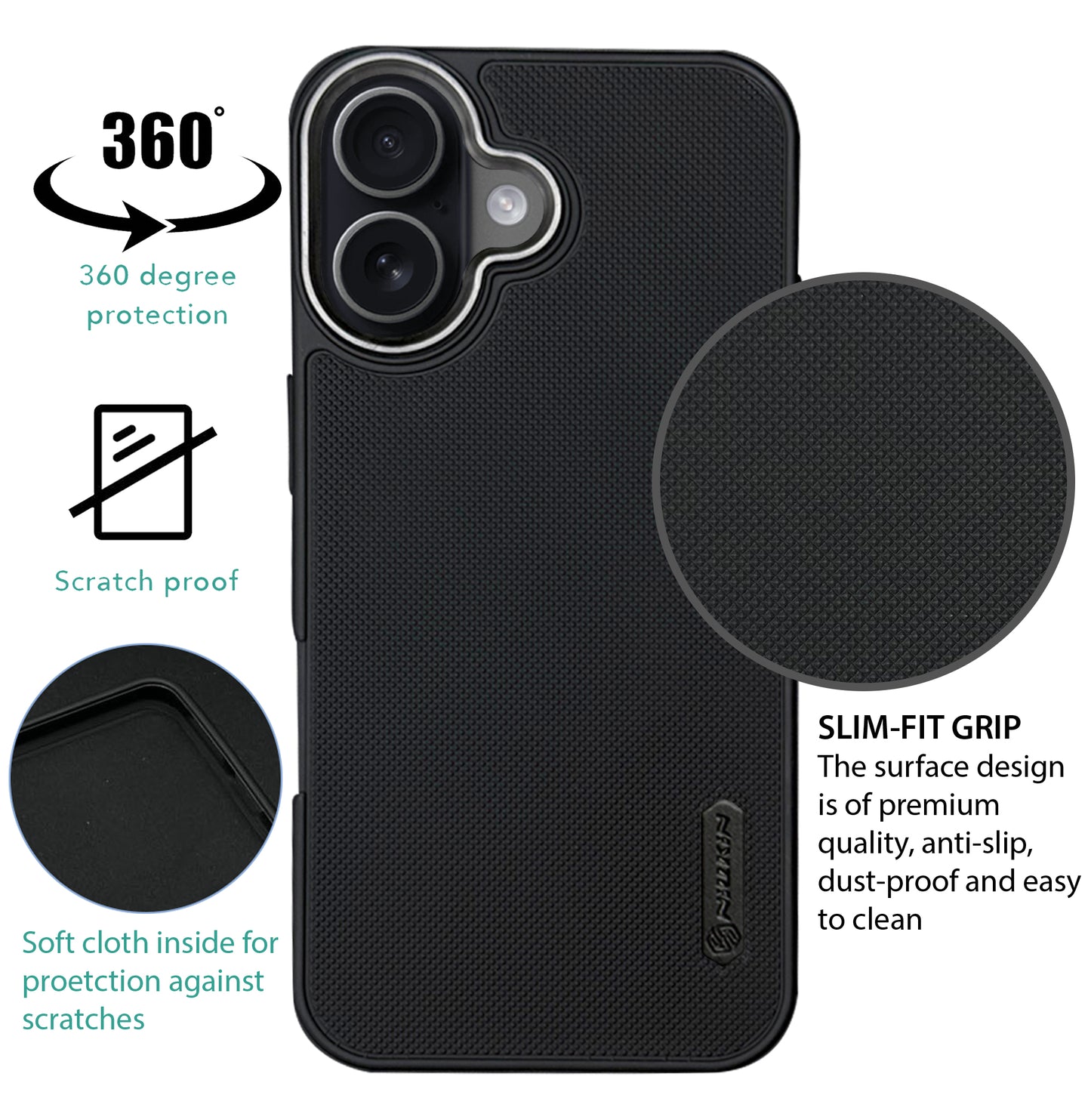 NIUKIN Super Frosted Dotted Case with Camera Ring for iPhone 17