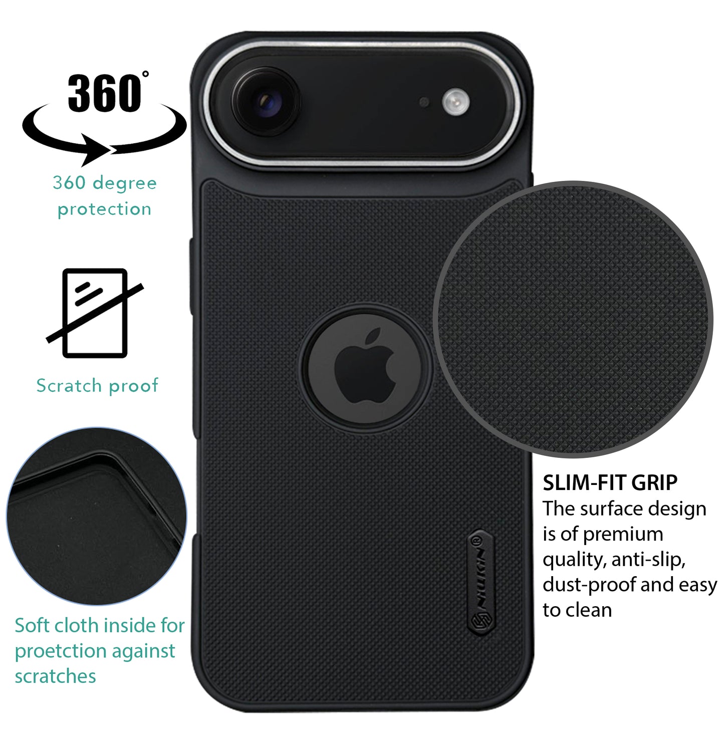 NIUKIN Super Frosted Dotted Case with Camera Ring for iPhone Air / 17 Air