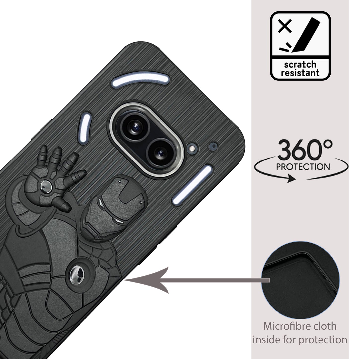 IR Superhero Action Case with Metallic Camera Ring for Nothing Phone 2A