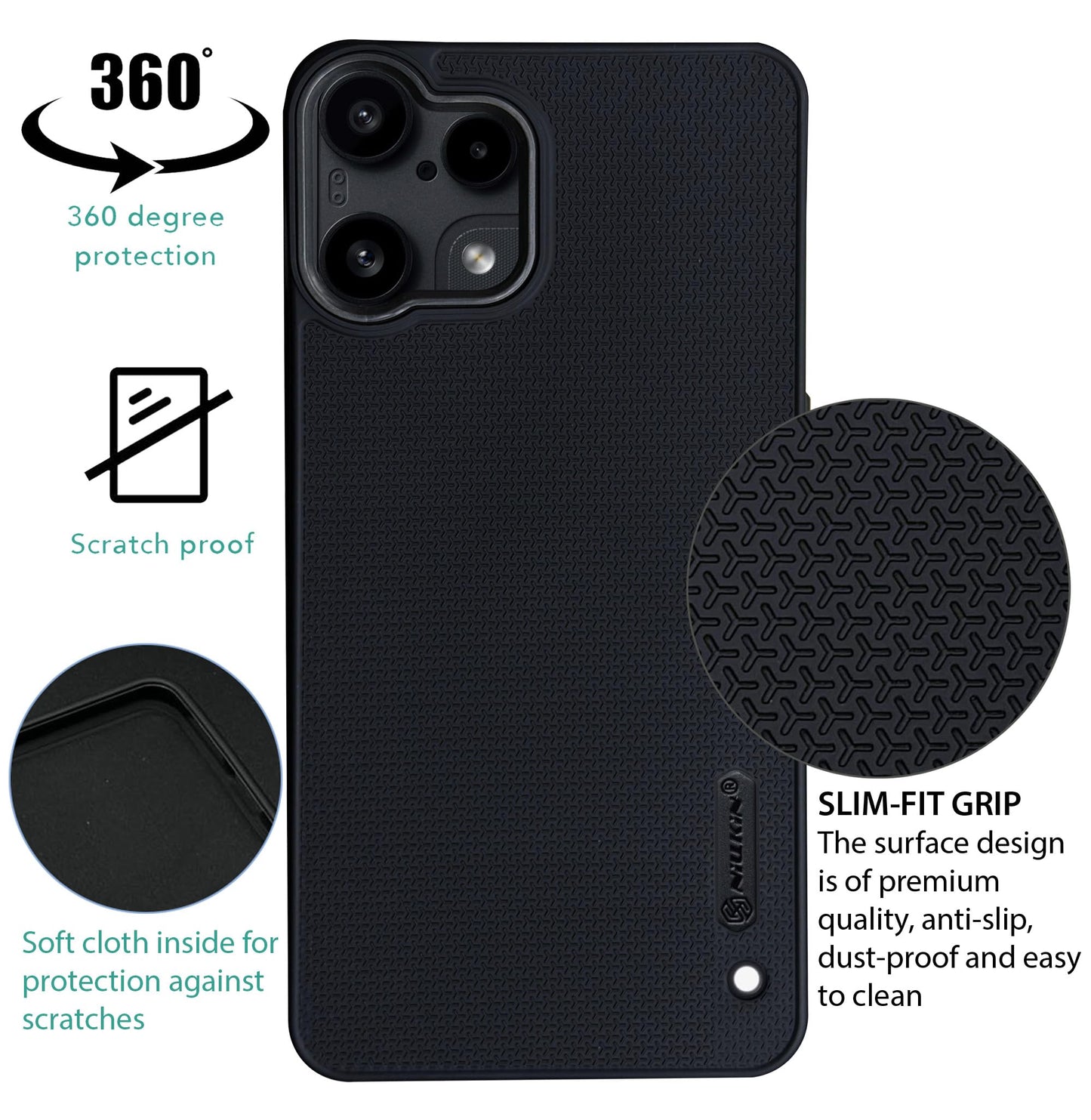 Niukin Grip Guard Back Case with Camera Ring for Nothing Phone 3a Lite