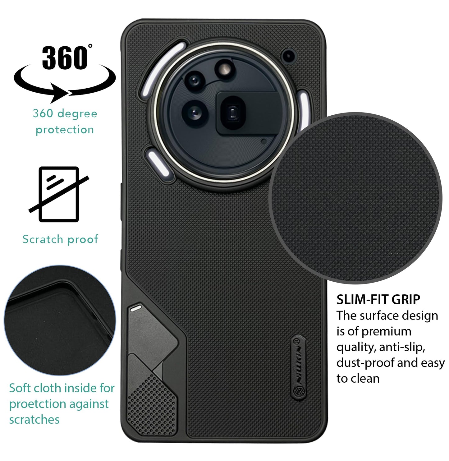 NIUKIN Fancy Super Frosted Dotted Case with Camera Ring for Nothing Phone 3A Pro