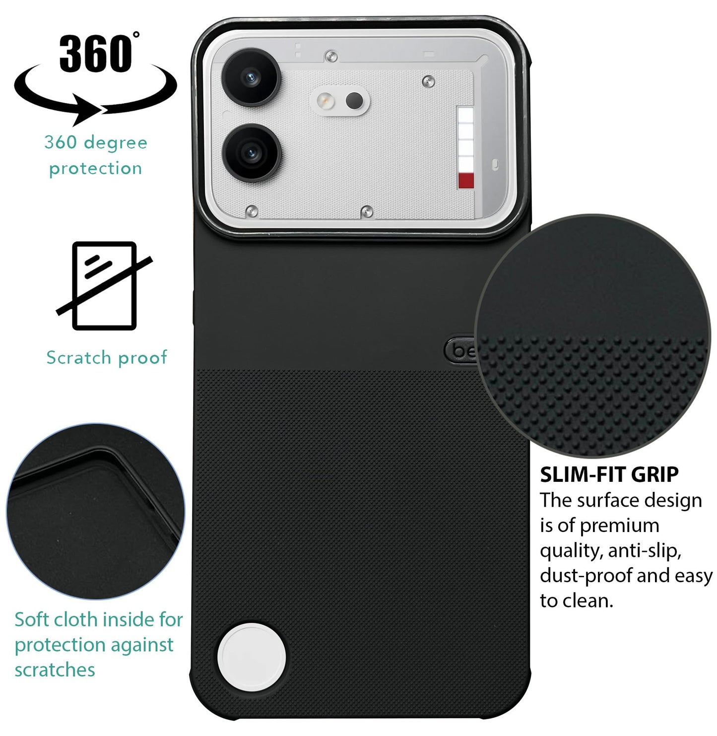 BEOTS Rugged back case with Camera Ring for Nothing Phone 4(b)
