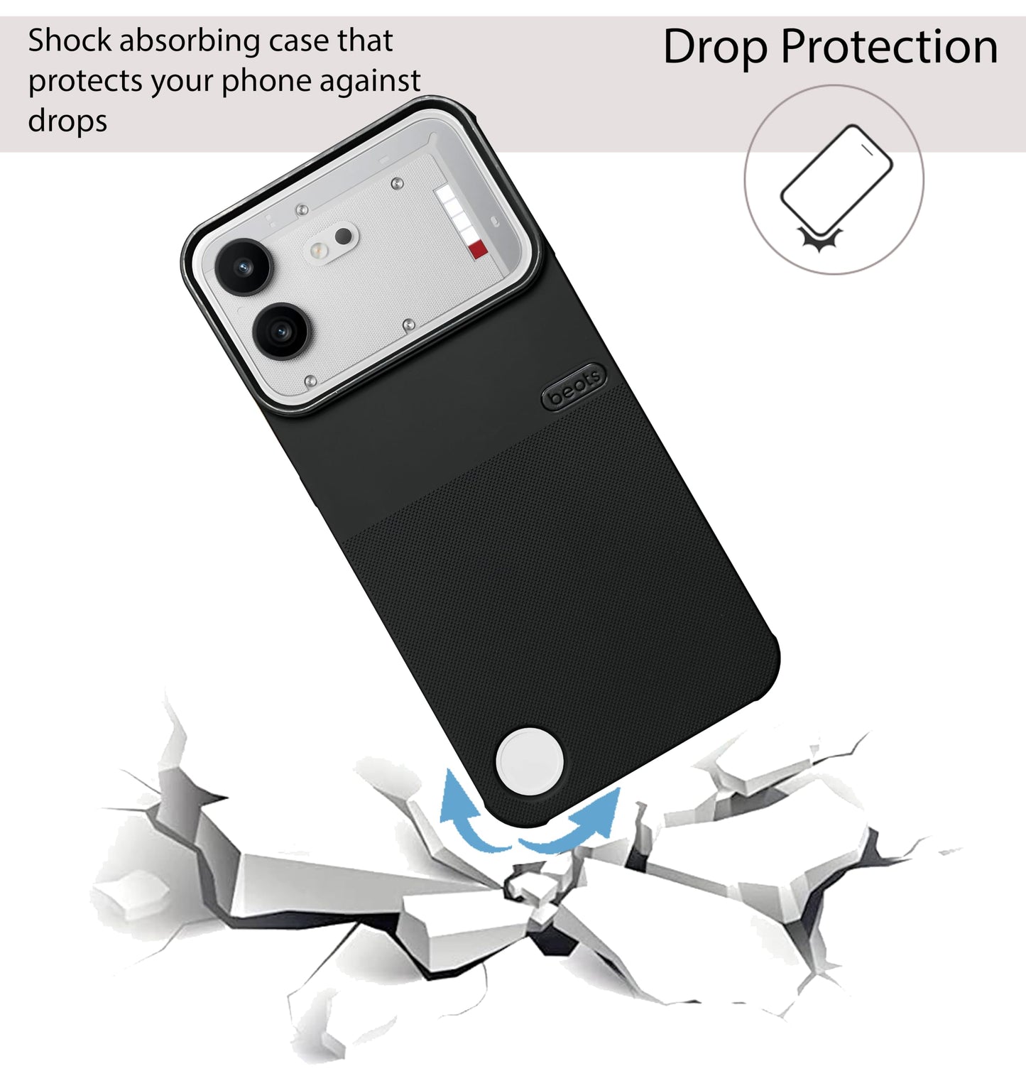 BEOTS Rugged back case with Camera Ring for Nothing Phone 4(b)