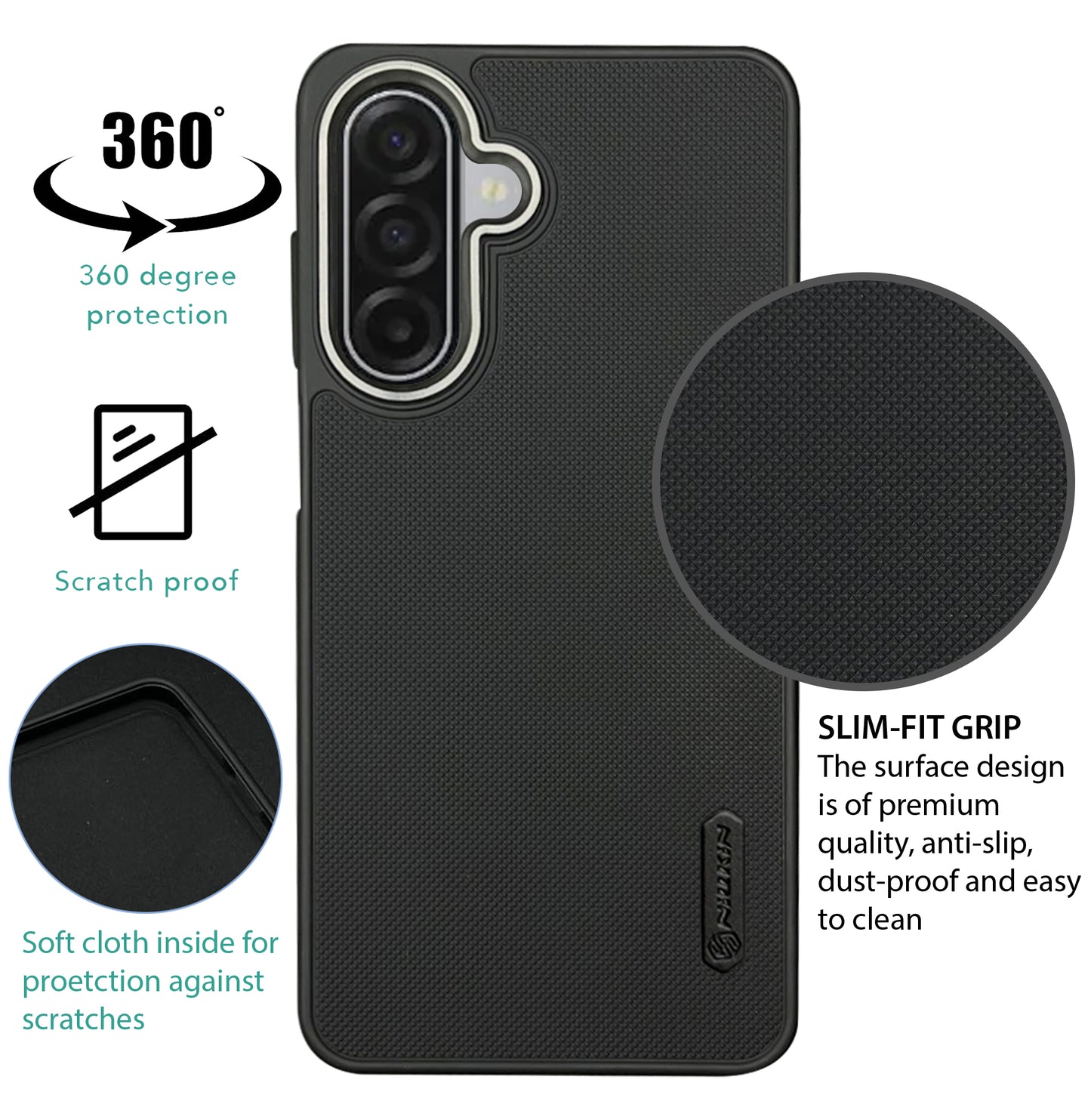 NIUKIN Super Frosted Dotted Case with Camera Ring for Samsung A17 5G